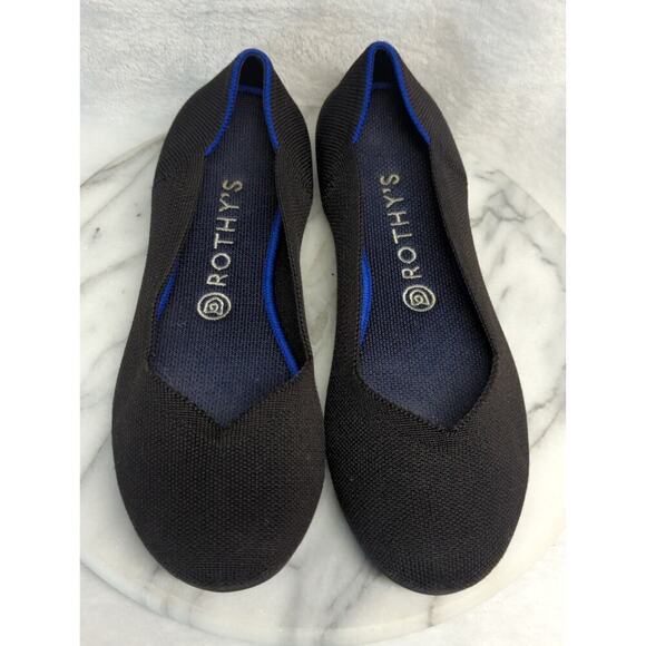 Rothy's The Flat Round Toe Black Ballet Shoes Woman's 10 Minimalist Soft Comfort - Picture 1 of 14